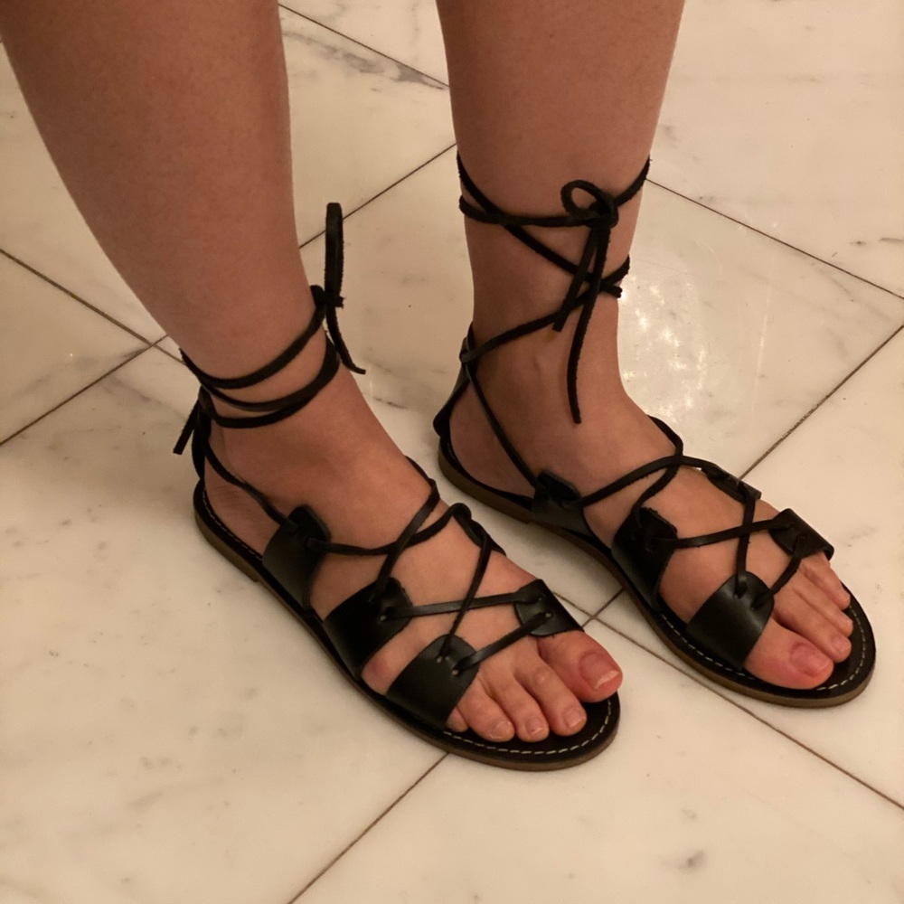 Black strapy gladiator sandals